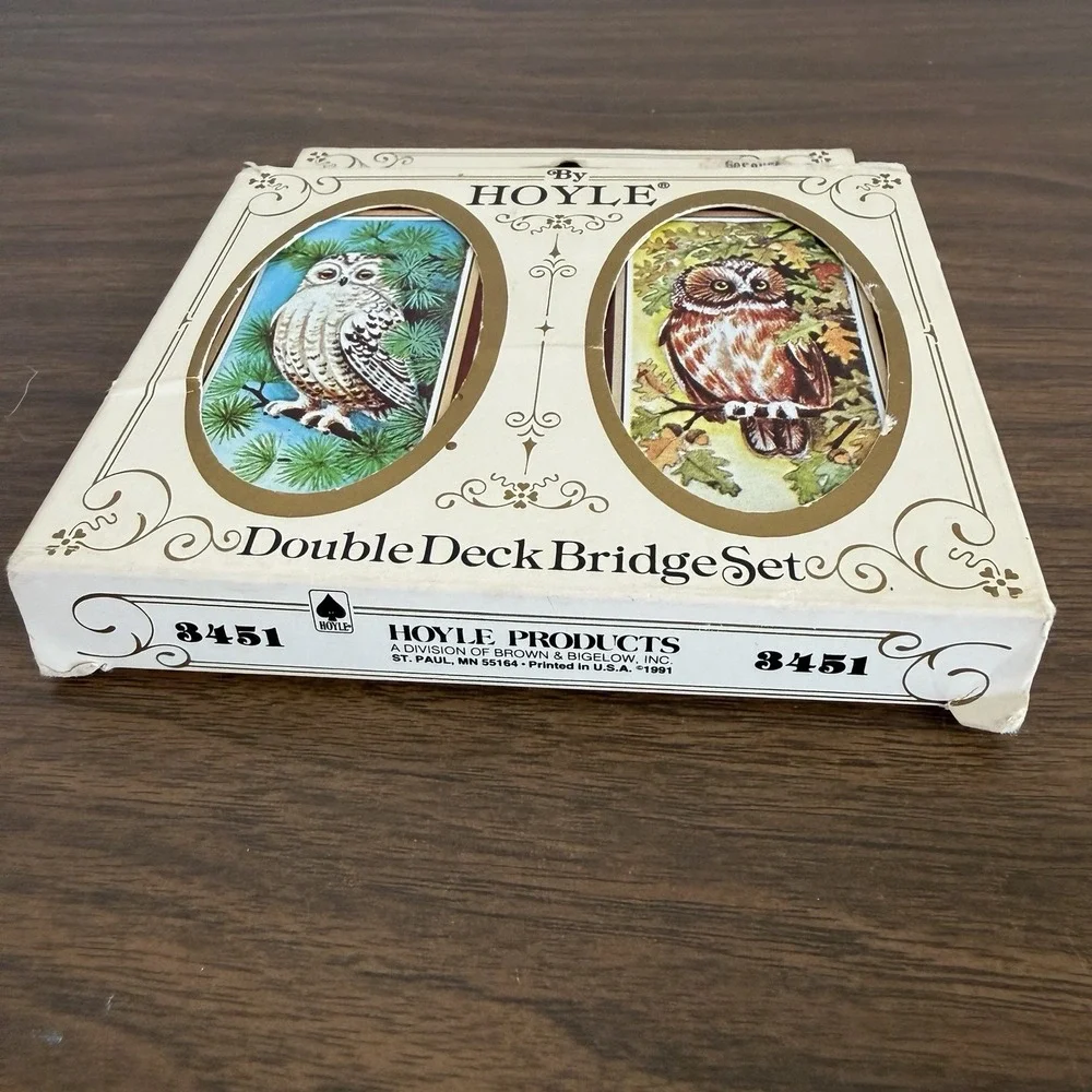 Vintage Owls Stardust KENT Playing Cards By HOYLE Double Deck Bridge Set USA 80s